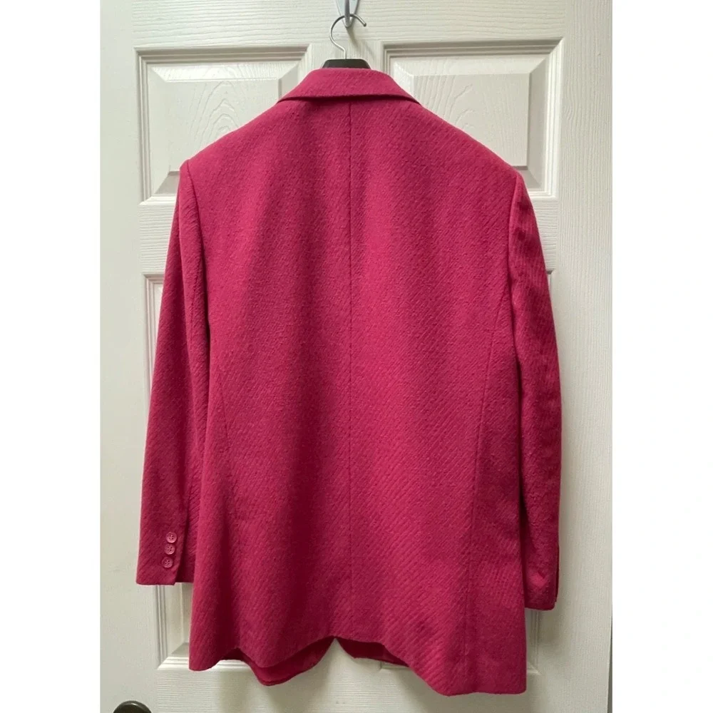 Vintage Women's Size‎ 10 Wool Blend Textured Hot Pink Blazer Jacket Pockets